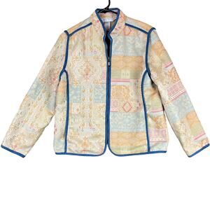 Napa Valley Blues Womens Jacket Yellow Tapestry Jacquard Patchwork Vintage PM
